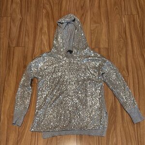 Gorgeous Macy’s INC International Concepts Silver Sequin Knit Sweater,side slits